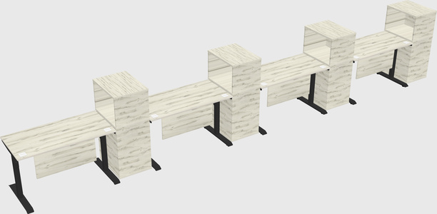 Dual motor electric desk w/cabinet
