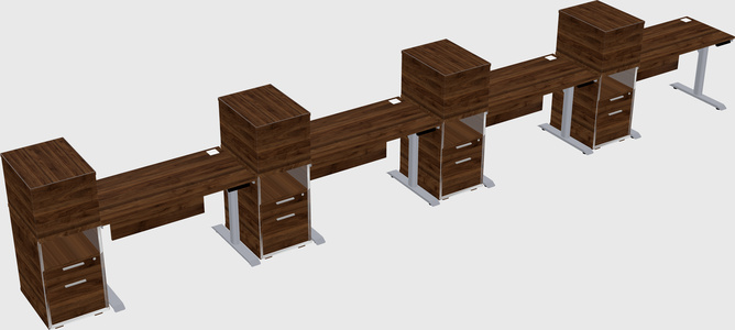 Dual motor electric desk w/cabinet