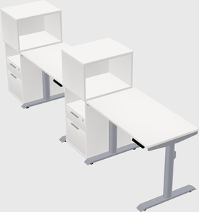 Dual motor electric desk w/cabinet