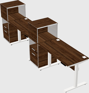 Dual motor electric desk w/cabinet