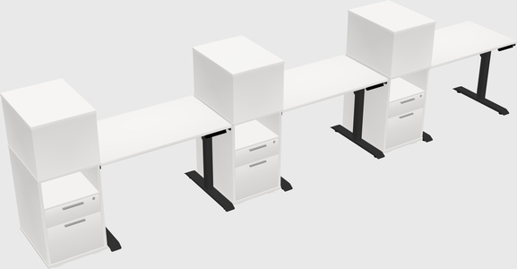 Dual motor electric desk w/cabinet