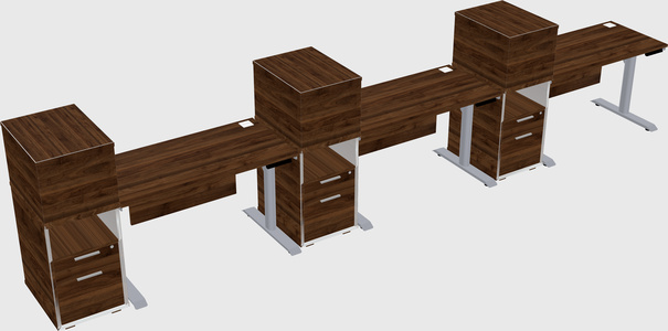 Dual motor electric desk w/cabinet