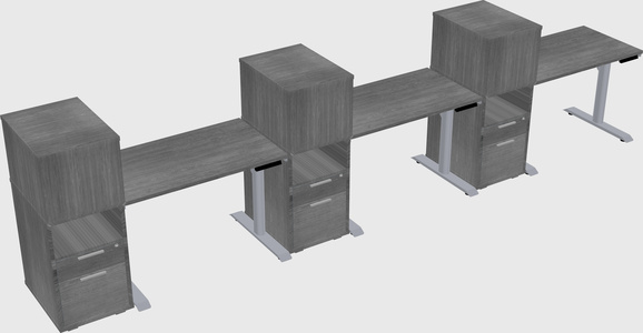 Dual motor electric desk w/cabinet