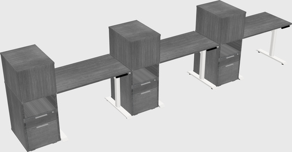 Dual motor electric desk w/cabinet