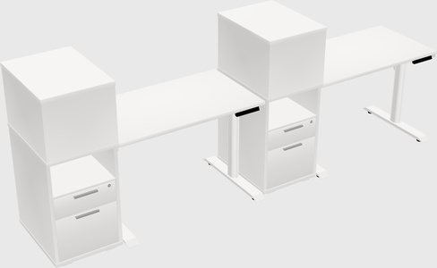 Dual motor electric desk w/cabinet