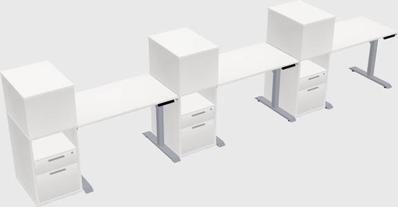 Dual motor electric desk w/cabinet