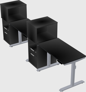 Dual motor electric desk w/cabinet