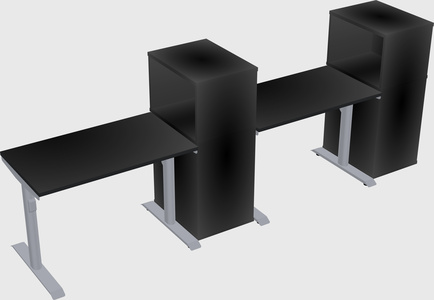 Dual motor electric desk w/cabinet