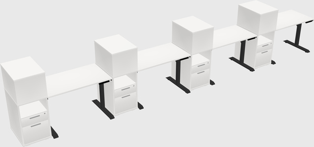 Dual motor electric desk w/cabinet