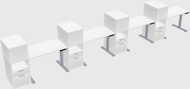 Dual motor electric desk w/cabinet