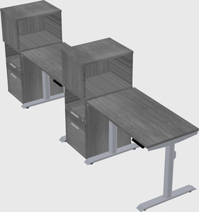Dual motor electric desk w/cabinet