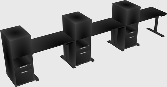 Dual motor electric desk w/cabinet