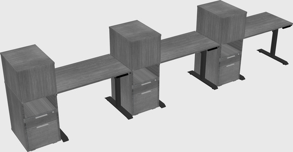 Dual motor electric desk w/cabinet