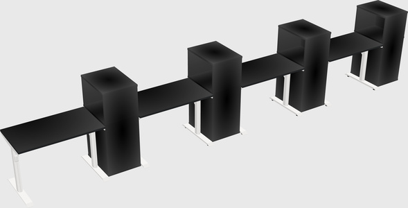 Dual motor electric desk w/cabinet