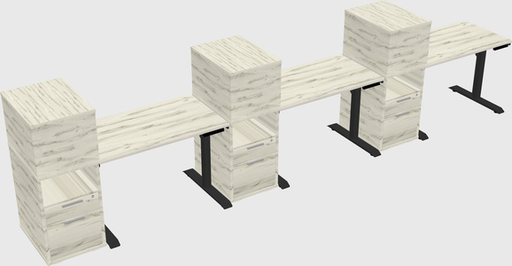 Dual motor electric desk w/cabinet