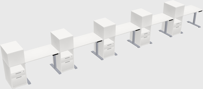 Dual motor electric desk w/cabinet