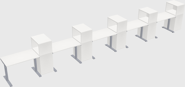 Dual motor electric desk w/cabinet