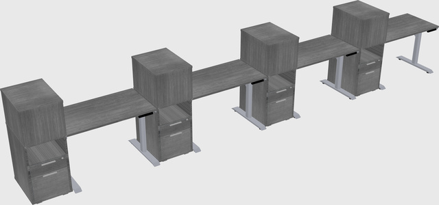 Dual motor electric desk w/cabinet