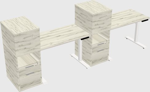 Dual motor electric desk w/cabinet