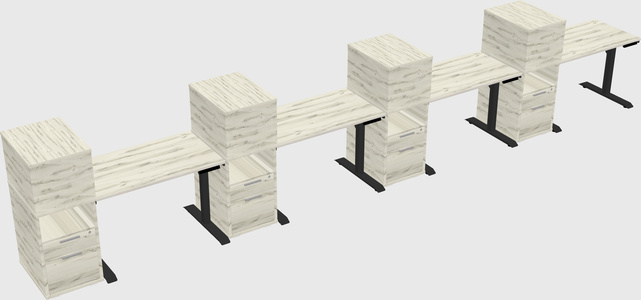 Dual motor electric desk w/cabinet