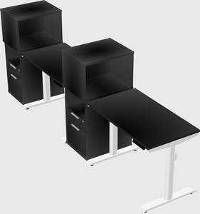 Dual motor electric desk w/cabinet