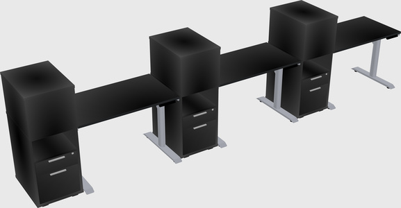 Dual motor electric desk w/cabinet