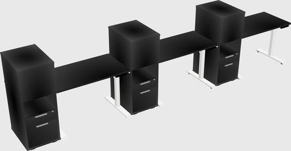 Dual motor electric desk w/cabinet