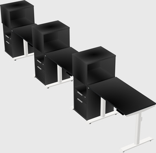 Dual motor electric desk w/cabinet