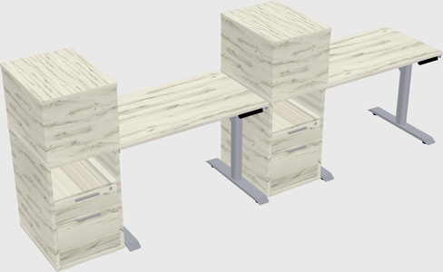 Dual motor electric desk w/cabinet