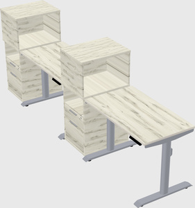 Dual motor electric desk w/cabinet