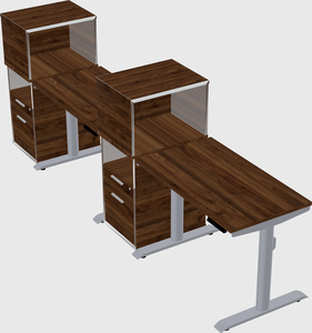 Dual motor electric desk w/cabinet