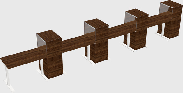 Dual motor electric desk w/cabinet