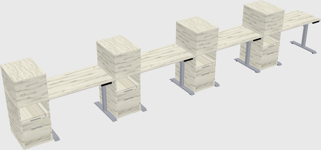 Dual motor electric desk w/cabinet