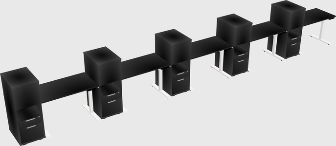 Dual motor electric desk w/cabinet