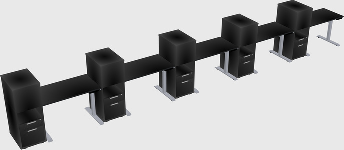 Dual motor electric desk w/cabinet