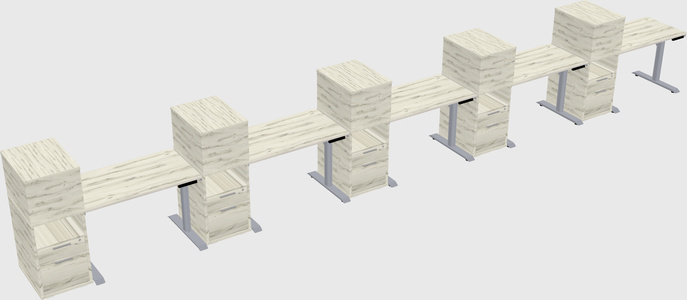 Dual motor electric desk w/cabinet