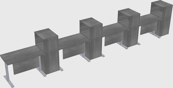 Dual motor electric desk w/cabinet
