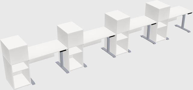 Dual motor electric desk w/cabinet