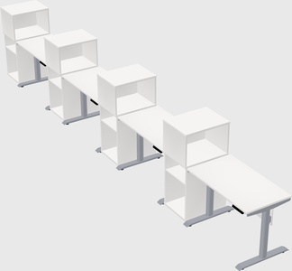 Dual motor electric desk w/cabinet