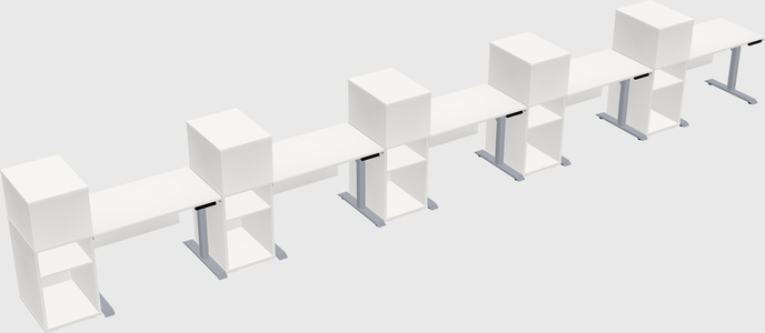 Dual motor electric desk w/cabinet