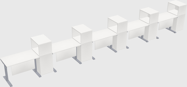 Dual motor electric desk w/cabinet