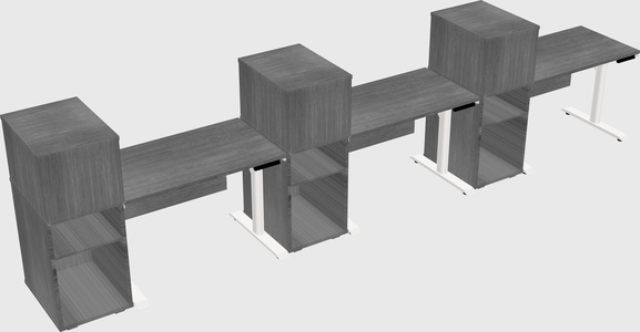 Dual motor electric desk w/cabinet