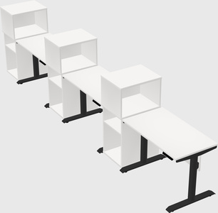 Dual motor electric desk w/cabinet
