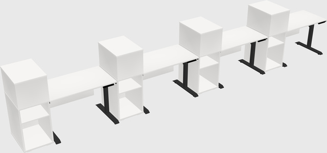 Dual motor electric desk w/cabinet