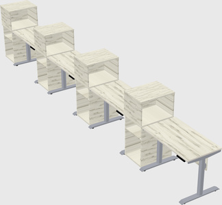 Dual motor electric desk w/cabinet