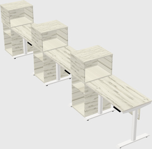 Dual motor electric desk w/cabinet