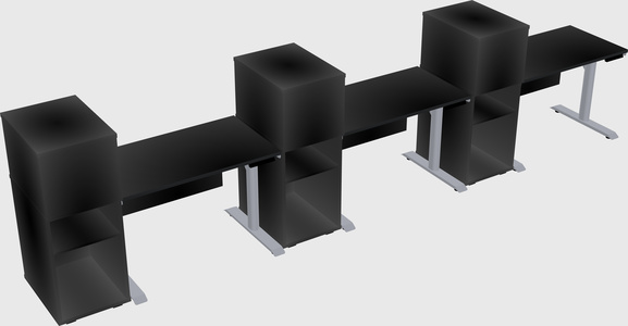 Dual motor electric desk w/cabinet