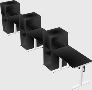 Dual motor electric desk w/cabinet