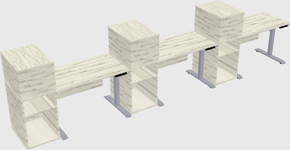 Dual motor electric desk w/cabinet