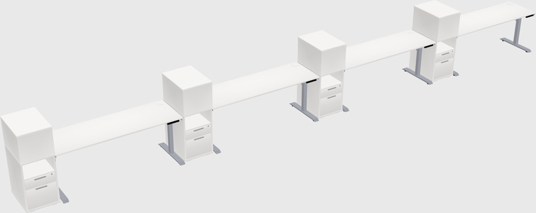 Dual motor electric desk w/cabinet